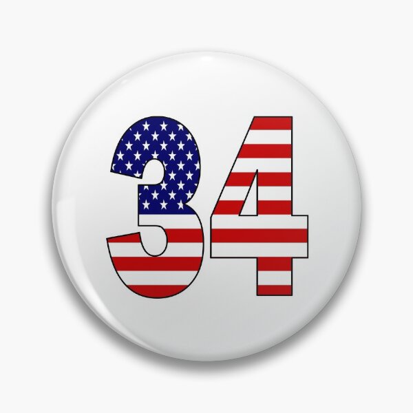 Item preview, Number 34 with USA flag on the background designed and sold by AllShirts21.