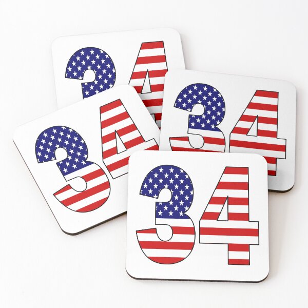 Item preview, Number 34 with USA flag on the background designed and sold by AllShirts21.