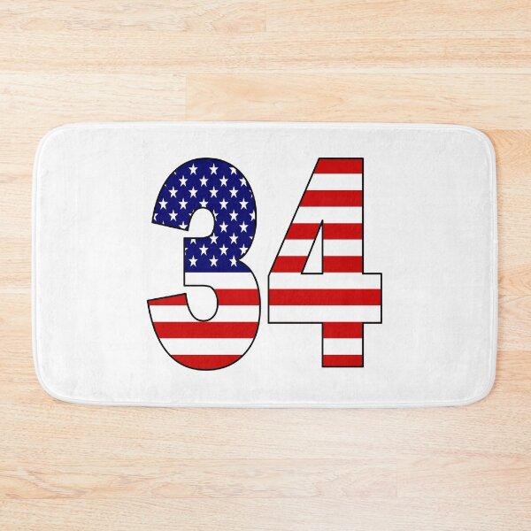 Item preview, Number 34 with USA flag on the background designed and sold by AllShirts21.