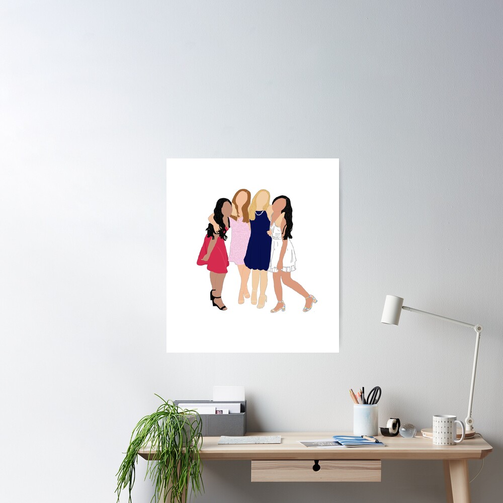 Three Coquette Girls Holding Hands Head Blue Friendship Photo