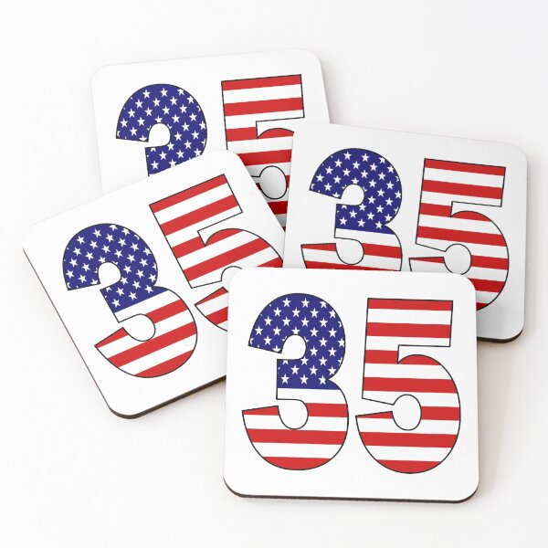 Item preview, Number 35 with USA flag on the background designed and sold by AllShirts21.