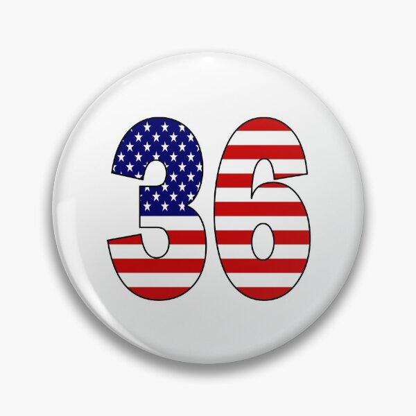 Artikelvorschau, Nummer 36 mit USA-Flagge im Hintergrund entworfen und verkauft von AllShirts21.