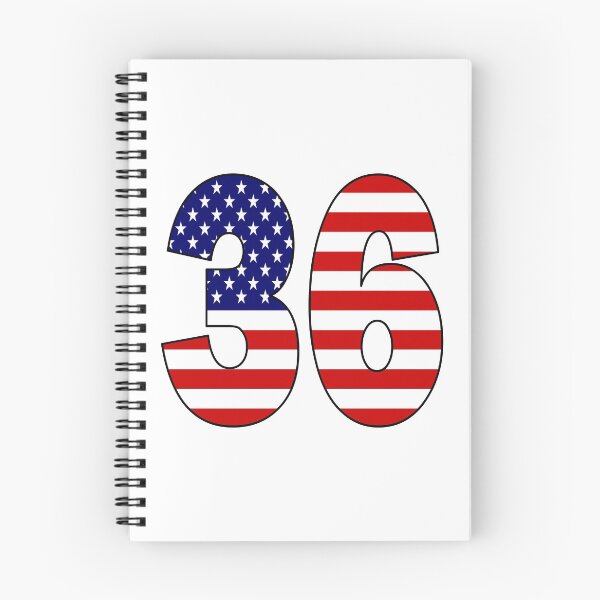 Artikelvorschau, Nummer 36 mit USA-Flagge im Hintergrund entworfen und verkauft von AllShirts21.
