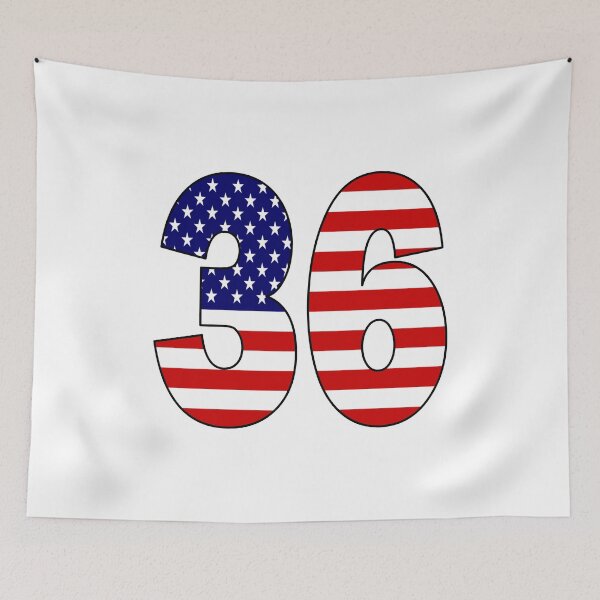 Item preview, Number 36 with USA flag on the background designed and sold by AllShirts21.