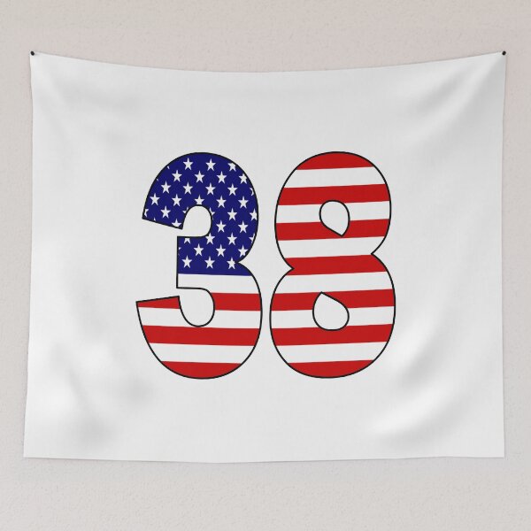 Item preview, Number 38 with USA flag on the background designed and sold by AllShirts21.