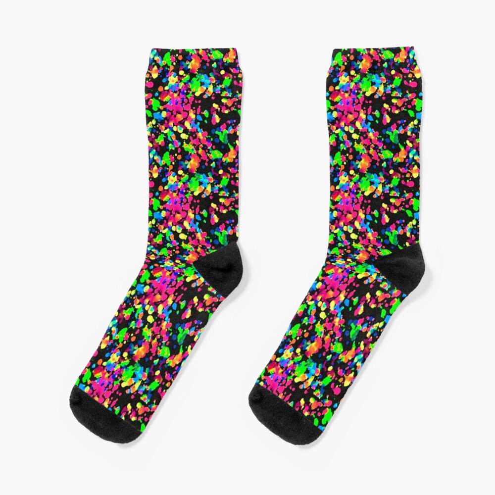 Blacklight Neon Paint Splatter Socks for Sale by unclestich