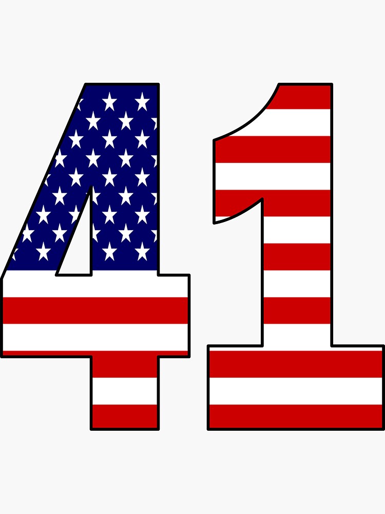 number-41-with-usa-flag-on-the-background-sticker-for-sale-by