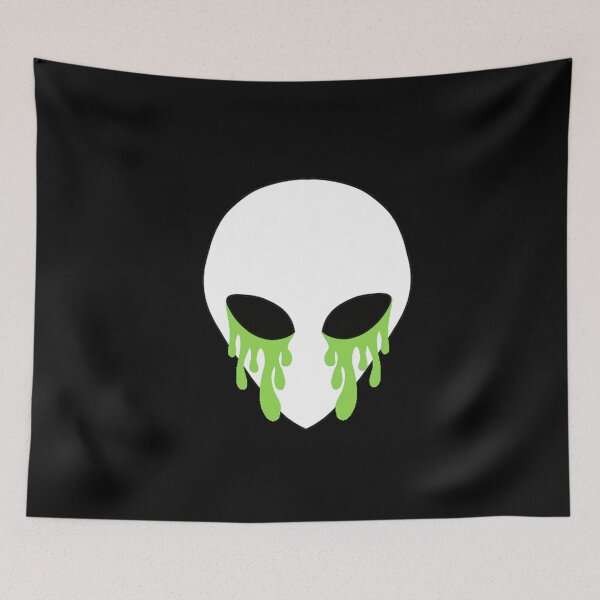 Item preview, trippy cartoon alien with green paint, black eyes designed and sold by tayloriskay.