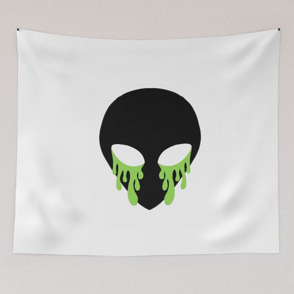 Item preview, trippy cartoon alien with green paint, white eyes designed and sold by tayloriskay.