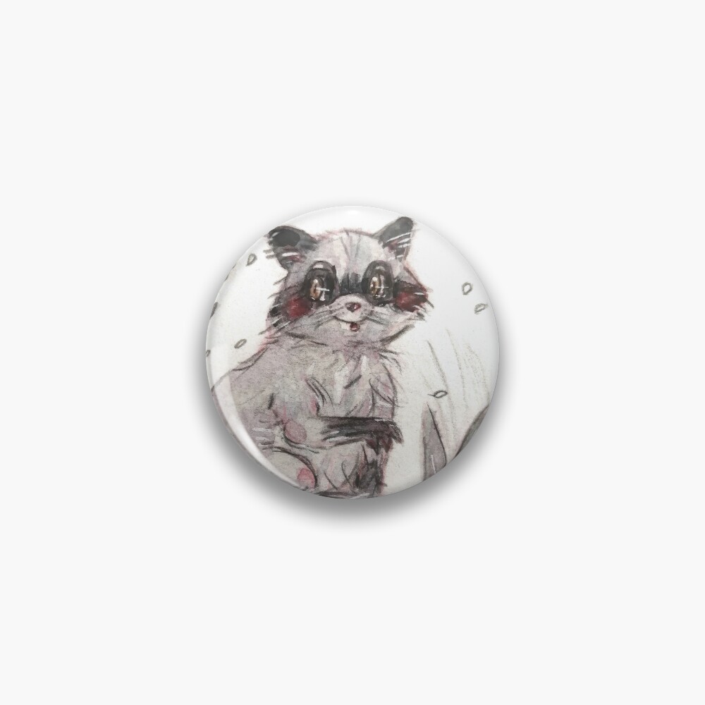 "Cute raccoon and butterfly " Pin for Sale by nicholasknight Redbubble