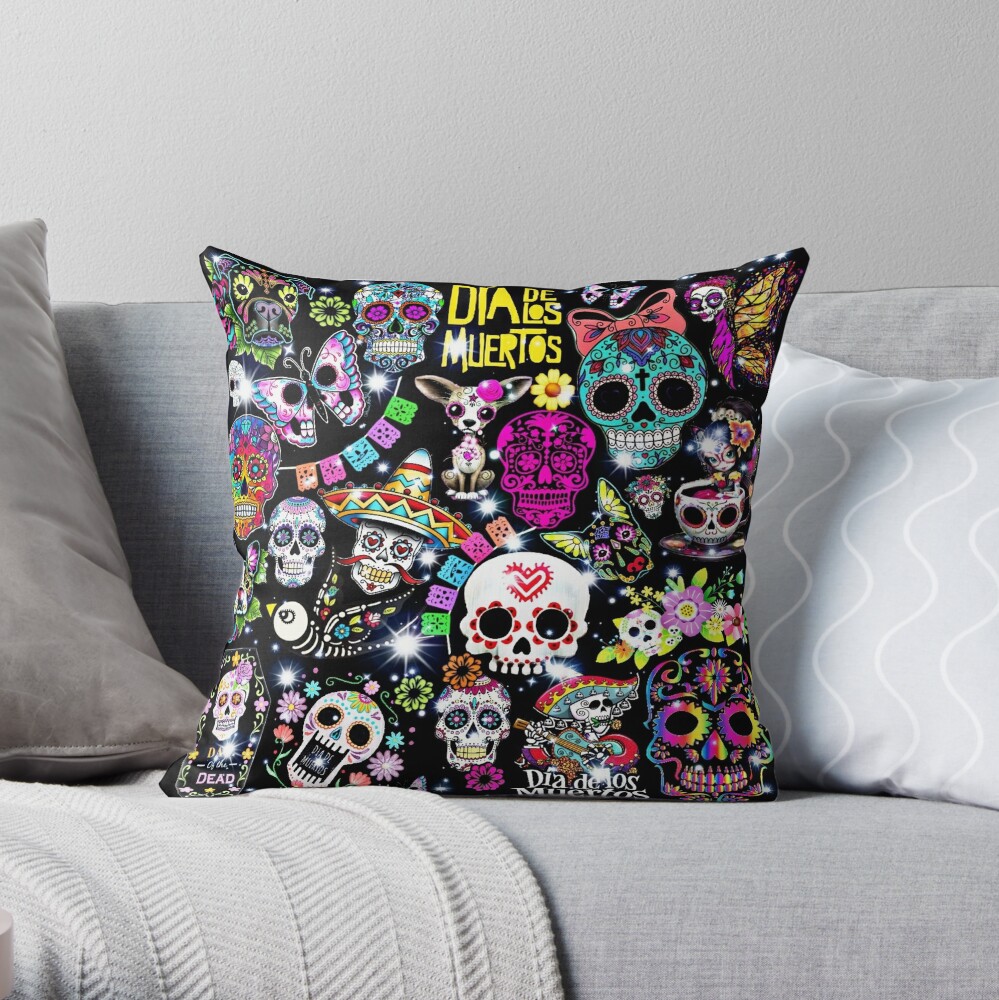 Wonderful Day of the Dead Throw Pillow by Peculiar Peach TP-03X53AED