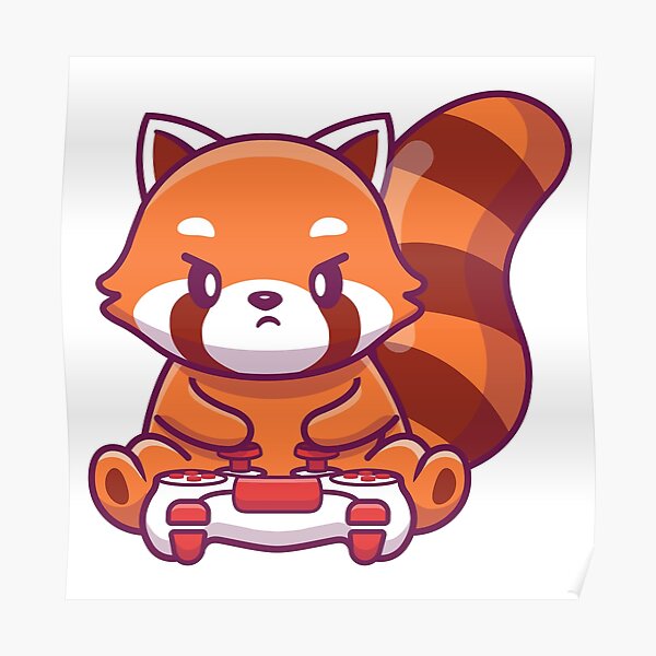 "Gaming Red Panda" Poster for Sale by renju1902 Redbubble