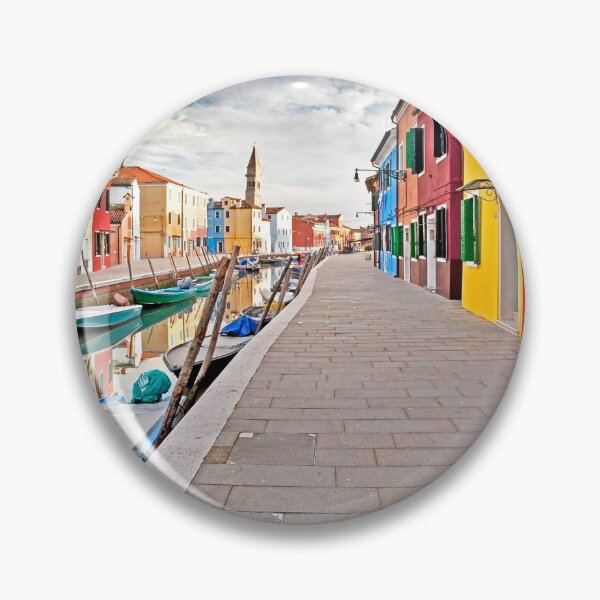Item preview, Burano lagoon island Venice in Italy the buildings colors  with boats and water reflections designed and sold by Flavio Vieri.