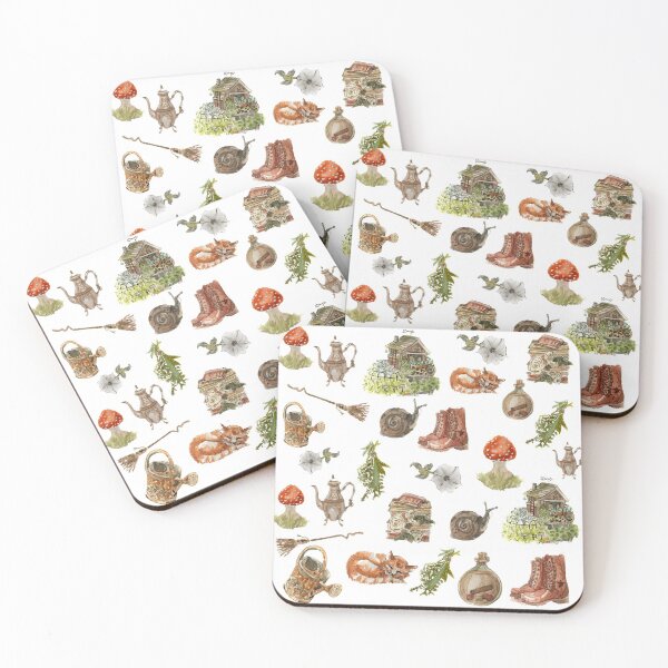 Item preview, Whimsical Hedge Witch Pattern on White Background designed and sold by Regan Ralston.