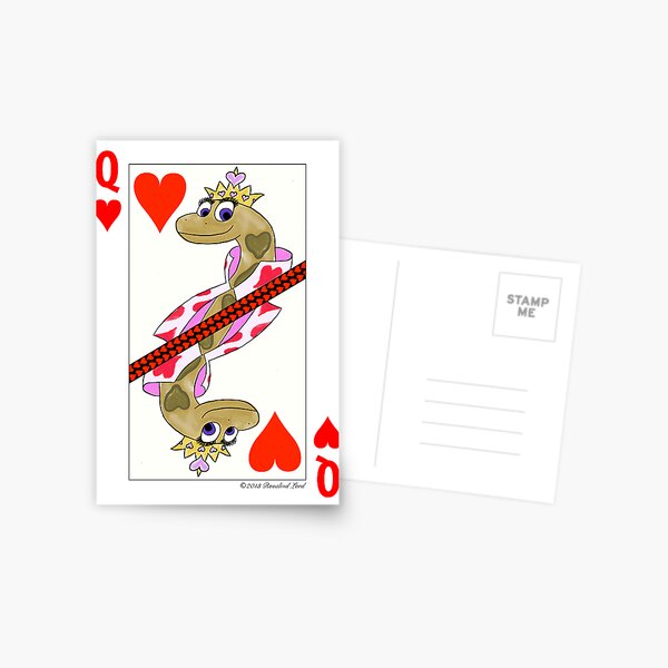 Smiling Snake Queen of Hearts Postcard