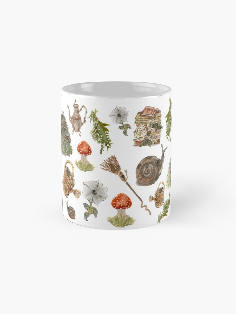 Alternate view of Whimsical Hedge Witch Pattern - Wrap Around with White Background Mug
