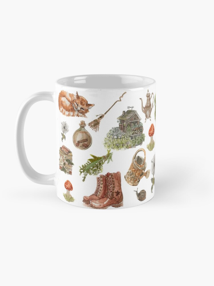 Alternate view of Whimsical Hedge Witch Pattern - Wrap Around with White Background Mug