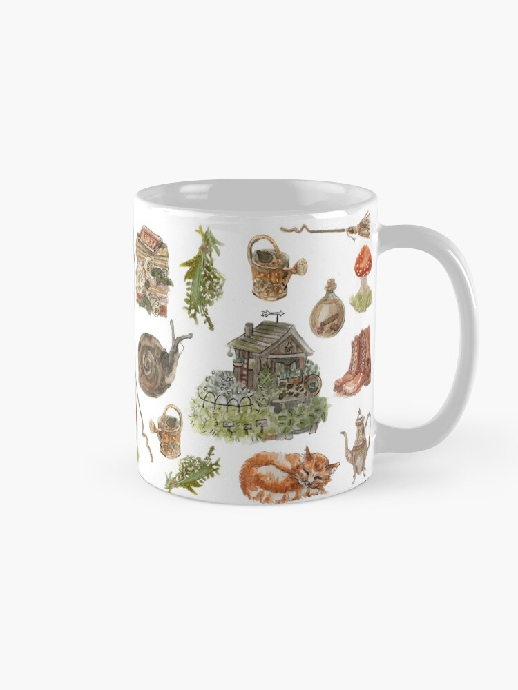 Alternate view of Whimsical Hedge Witch Pattern - Wrap Around with White Background Mug