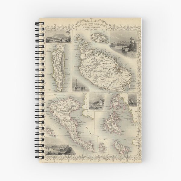 Item preview, Vintage British Mediterranean Territories Map (1851) designed and sold by BravuraMedia.