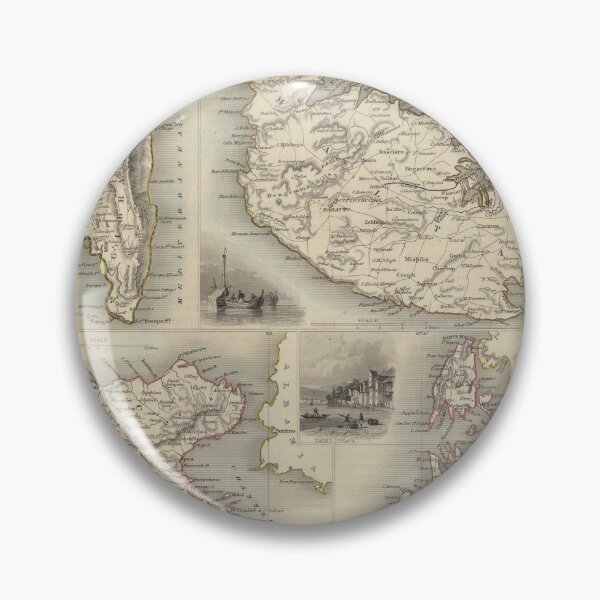 Item preview, Vintage British Mediterranean Territories Map (1851) designed and sold by BravuraMedia.