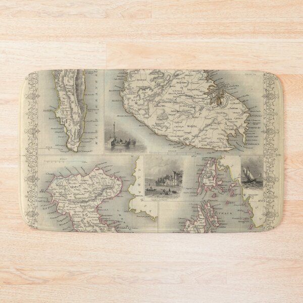 Item preview, Vintage British Mediterranean Territories Map (1851) designed and sold by BravuraMedia.