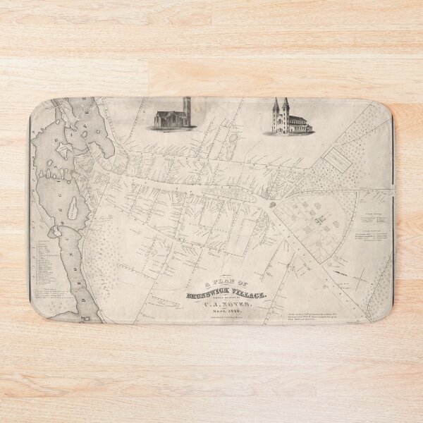 Item preview, Vintage Map of Brunswick ME (1846) designed and sold by BravuraMedia.