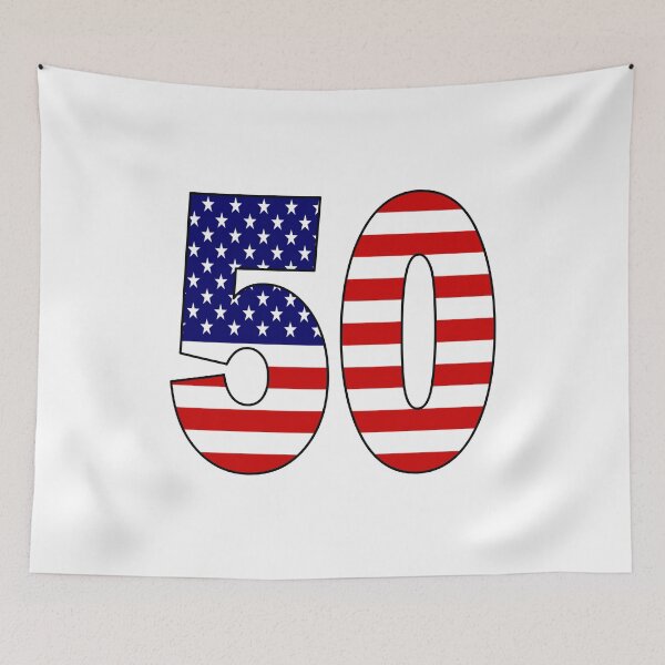 Item preview, Number 50 with USA flag on the background designed and sold by AllShirts21.