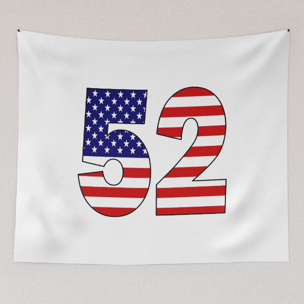 Item preview, Number 52 with USA flag on the background designed and sold by AllShirts21.