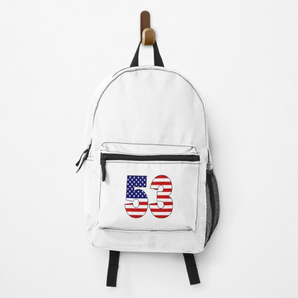 Vista previa del artículo con la obra «Número 53 con la bandera de Estados Unidos en el fondo», diseñado y vendido por AllShirts21.