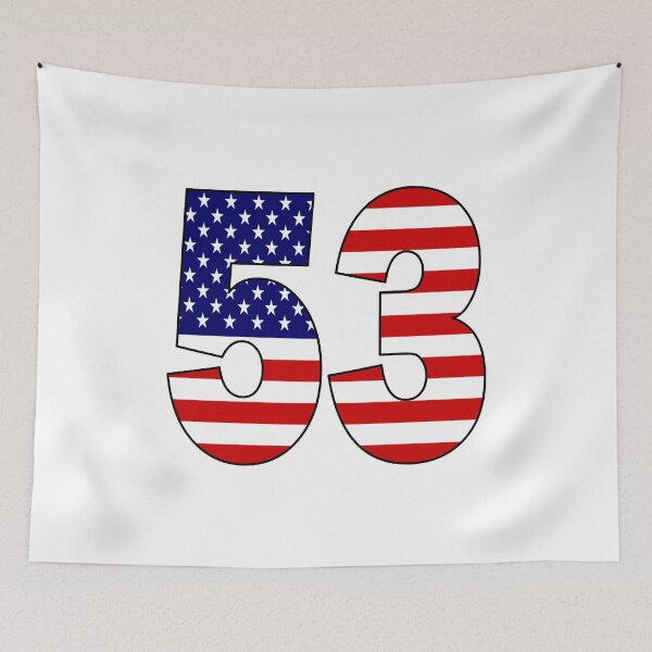 Item preview, Number 53 with USA flag on the background designed and sold by AllShirts21.