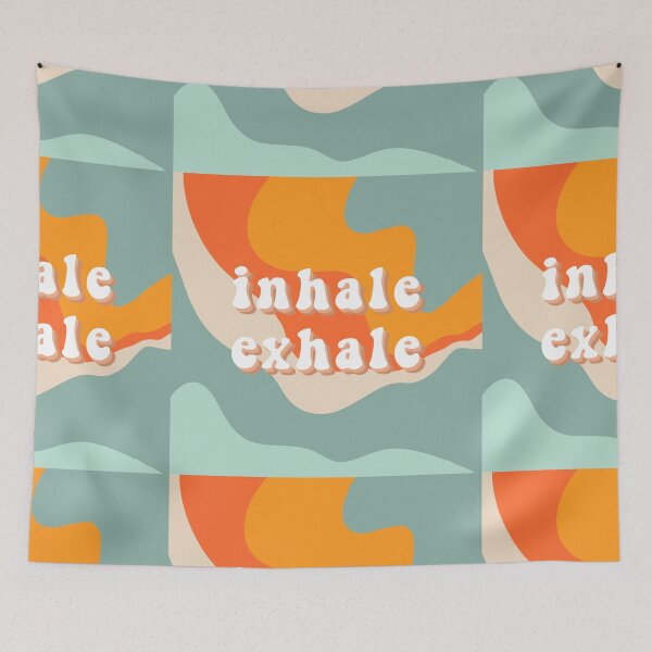 Item preview, inhale exhale orange and blue print designed and sold by madebyshania.