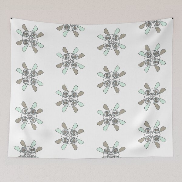 Item preview, Abstract aquamarine and golden flower designed and sold by Abstractlara.