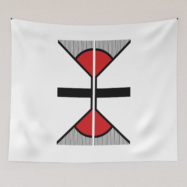 Item preview, abstract art black and red folding fan designed and sold by magarigaveras.