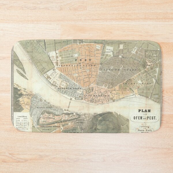 Item preview, Vintage Map of Budapest Hungary (1850) designed and sold by BravuraMedia.