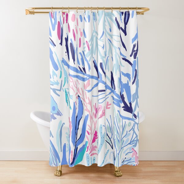 Lilly Pulitzer inspired Kaleidoscope Coral Shower Curtain