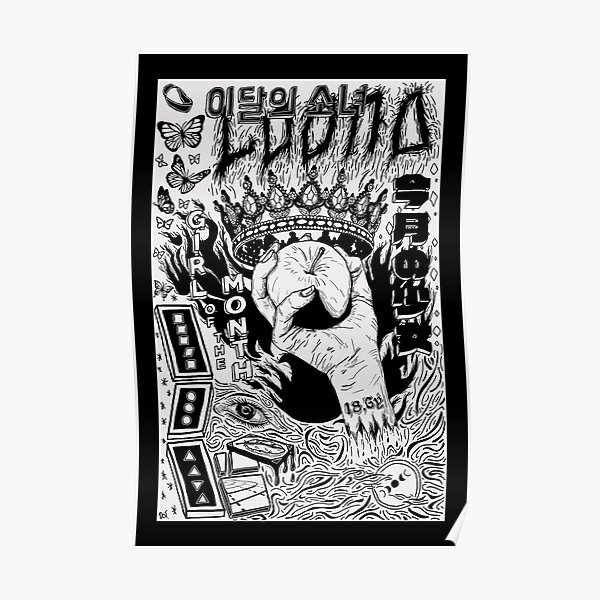 LOONA Black and White Poster