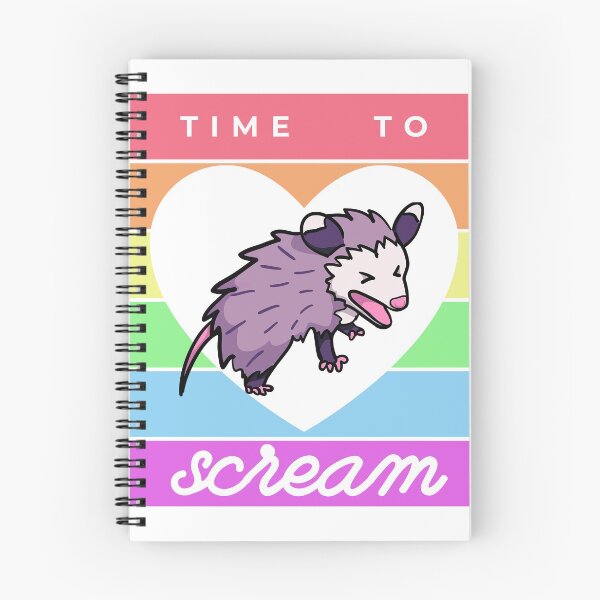 Item preview, anxious opossum says TIME TO SCREAM featuring rainbows designed and sold by Lindsey Sheets.