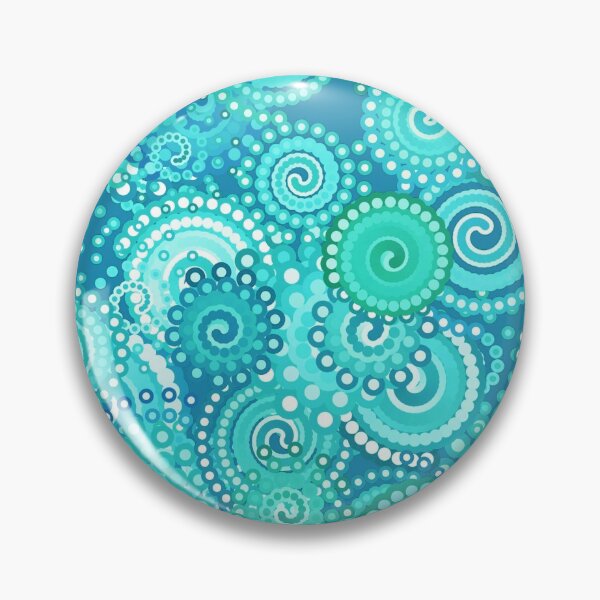 Artikelvorschau, Fractal Swirl-Muster, Schattierungen von Türkis entworfen und verkauft von Marymarice.