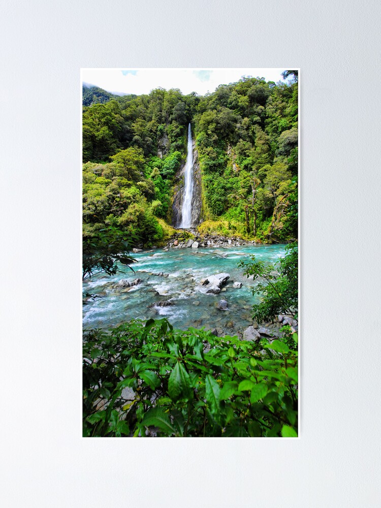 Alternate view of Thunder Creek falls, Haast Pass, NZ Poster