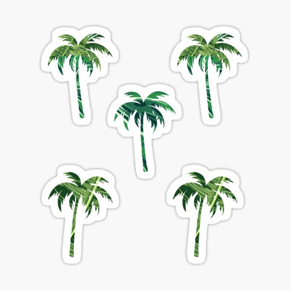 Palm Tree Stickers One Inch Round Seals 