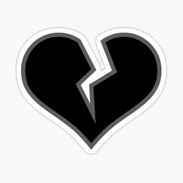 Broken heart black' Sticker | Spreadshirt