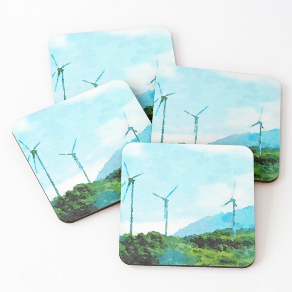 Item preview, Abruzzo landscape mountain with wind turbines from train window designed and sold by Giuseppe Cocco.