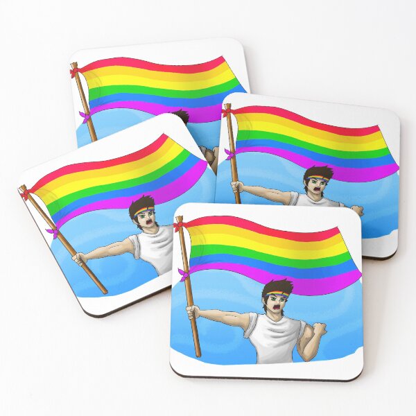 Item preview, Gay Pride Flag waving anime t-shirt  designed and sold by MoriaDoesArt.