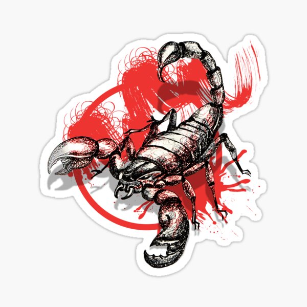 Scorpion illustration on red background Sticker