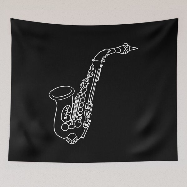 Item preview, Saxophone badge white lines designed and sold by cu-b3.