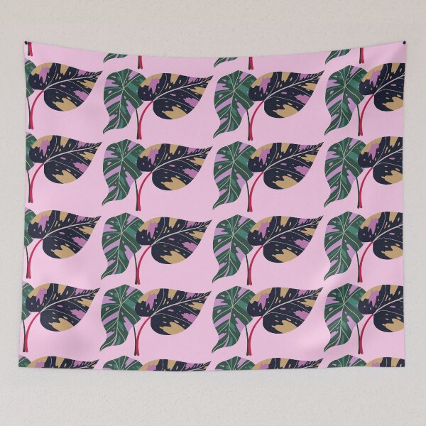 Item preview, Pink Green And Black Tropical Leaves Design designed and sold by Easy Breezy.