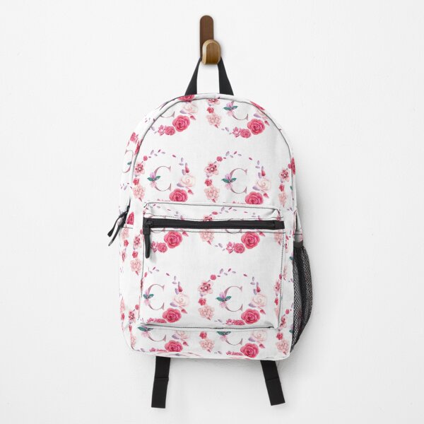 Item preview, Floral and pink Initial Monogram c,rose gold lettre c with pink rose flower watercoler decoration designed and sold by bricoartv.