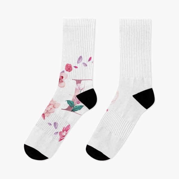 Item preview,  Floral and pink Initial Monogram d,rose gold lettre d with pink rose flower watercoler decoration designed and sold by bricoartv.