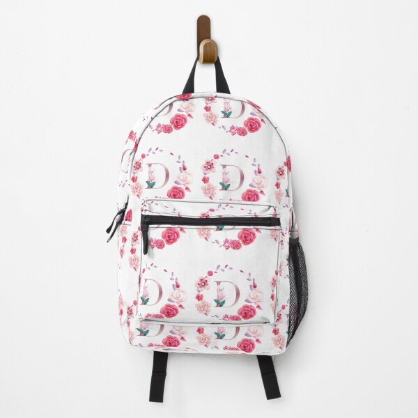 Item preview, Floral and pink Initial Monogram d,rose gold lettre d with pink rose flower watercoler decoration designed and sold by bricoartv.