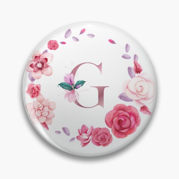 Item preview,  Floral and pink Initial Monogram g,rose gold lettre g with pink rose flower watercoler decoration designed and sold by bricoartv.